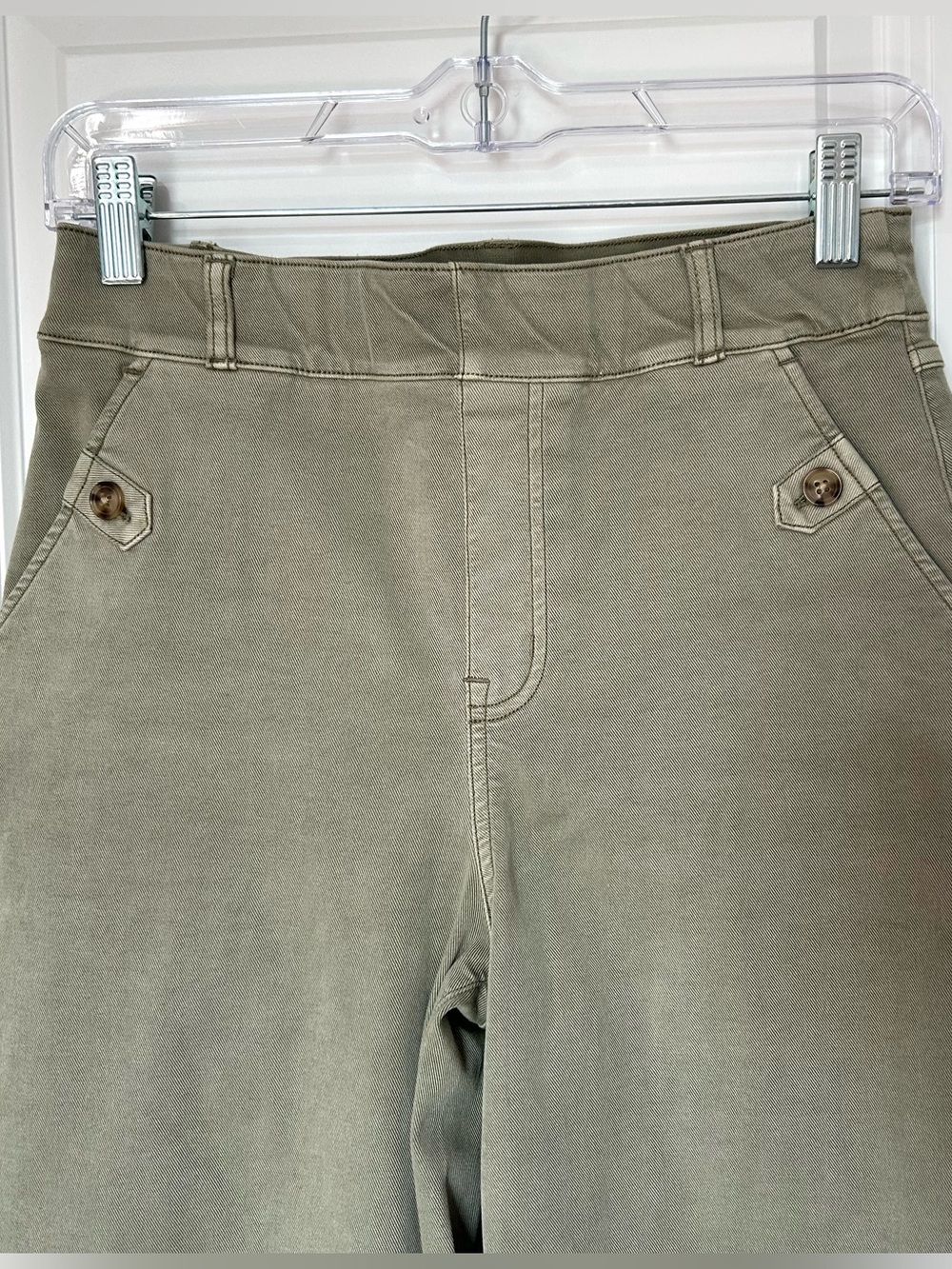 Spanx Stretch Twill Cropped Wide Leg Pant Darkened Olive Small 20312R - Picture 3 of 7